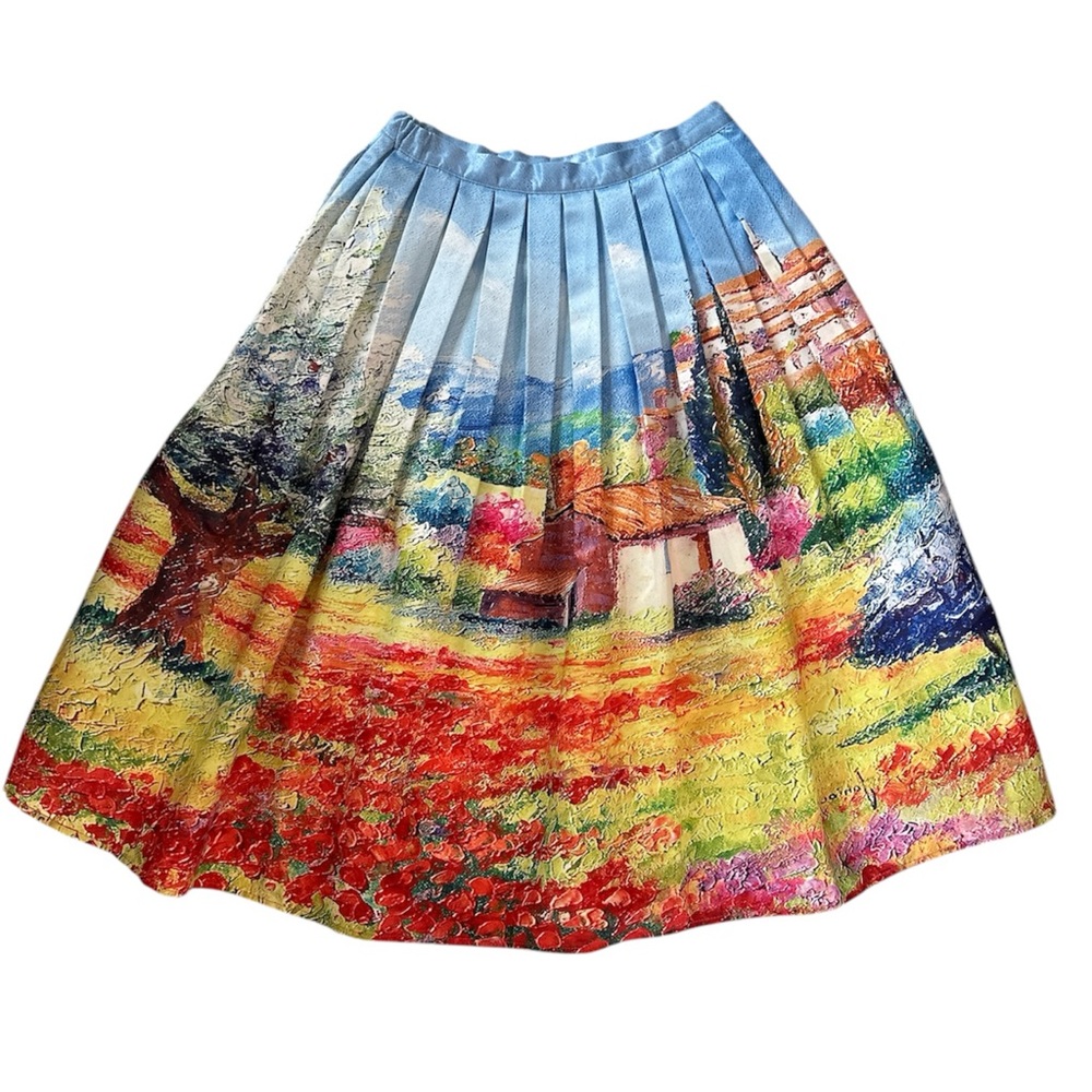 CHICWISH Scenic Painting Pleated Skirt